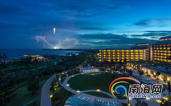 住星级酒店赏火箭升空 文昌鲁能希尔顿酒店大